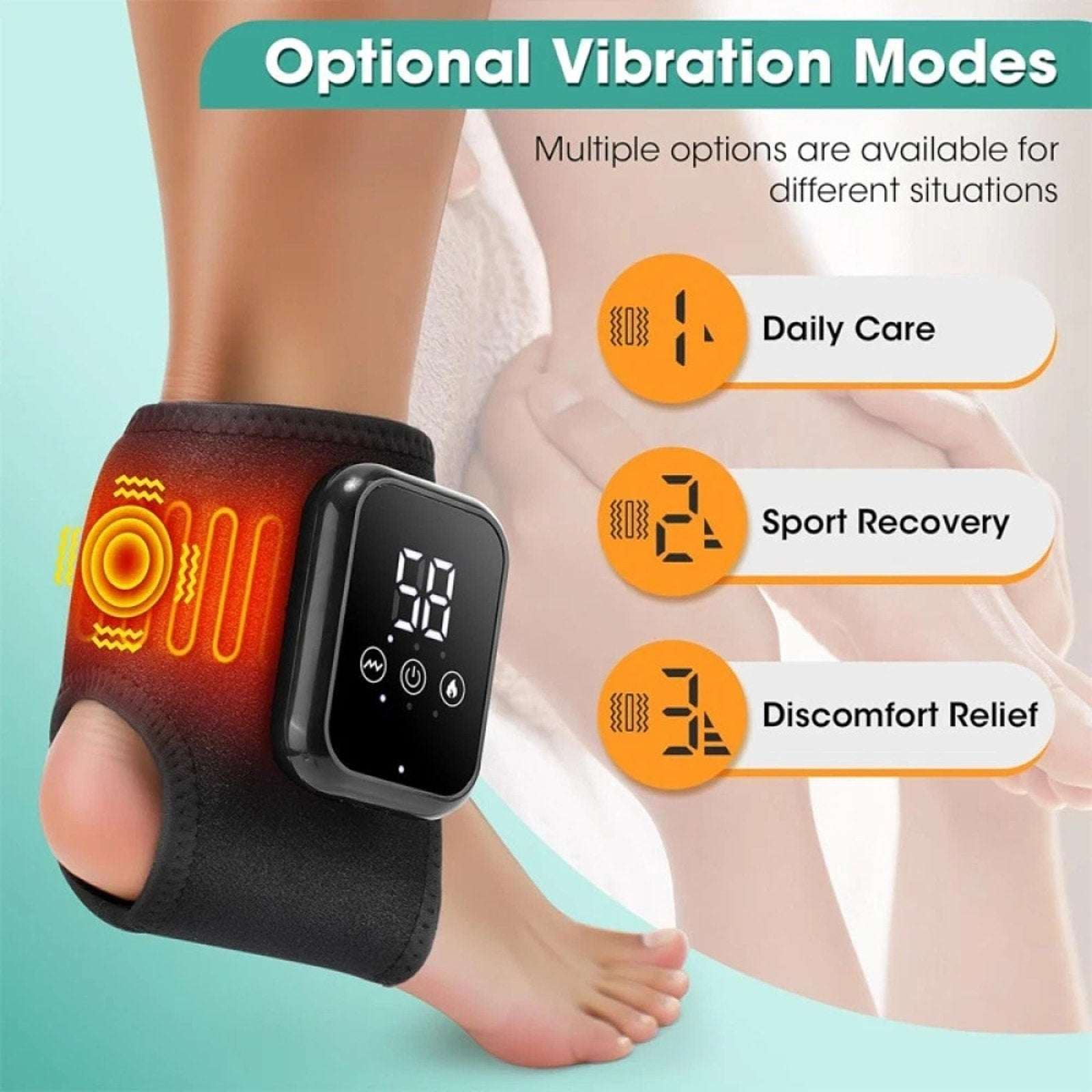 Foot Renew Ankle and Foot Massager Cordless 3-Level Vibration & Heat & Extenders