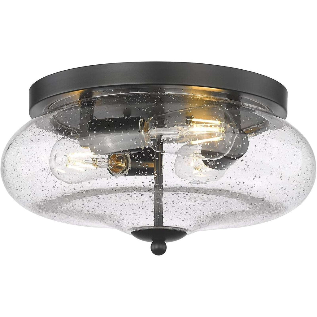 DARKAWAY Ceiling Light Fixture 2-Light Flush Mount Indoor/Outdoor Seeded Glass
