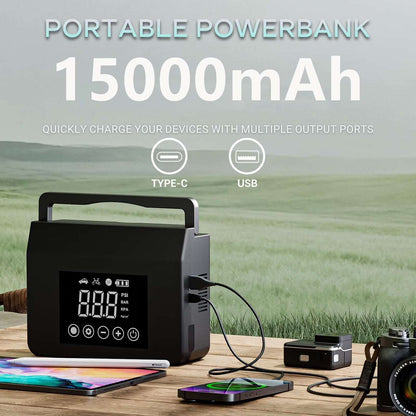 4000A 12V Car Jump Starter, 15000mAh Power Bank, Air Pump & LED Light Gas/Diesel