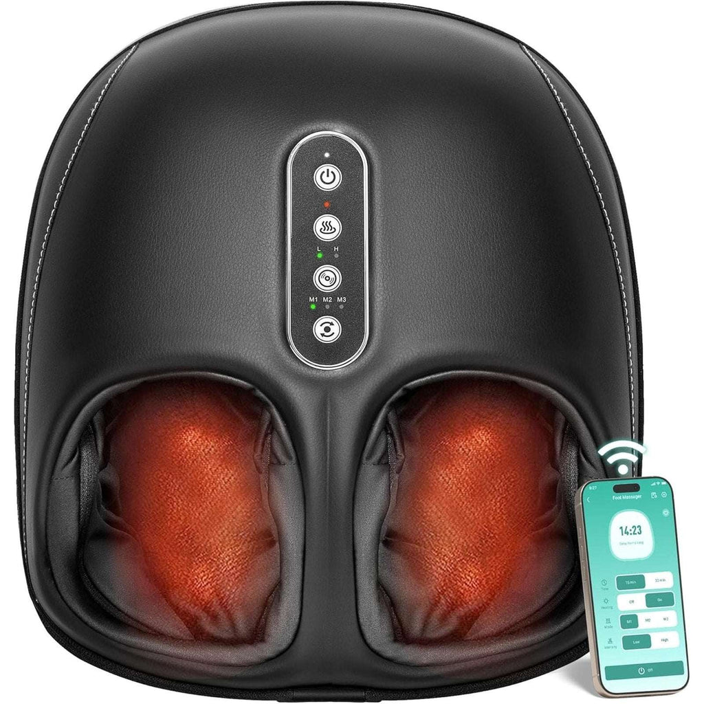 Shiatsu Foot Massager w/ Heat, Deep Kneading & Air Compression - 3 Modes, Memory