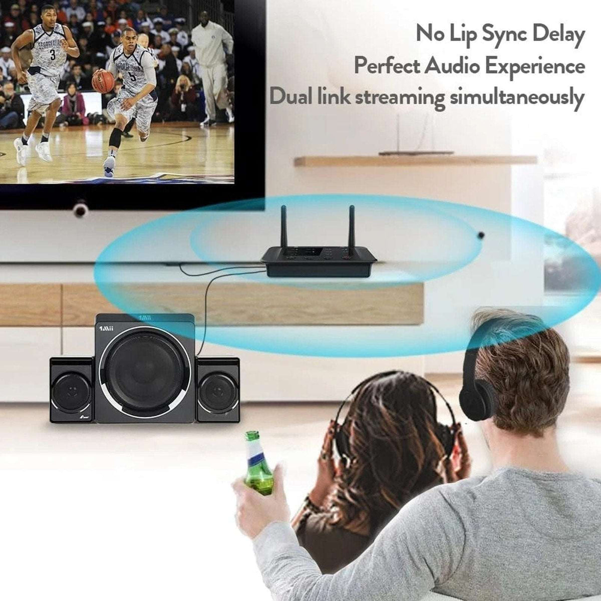 1Mii B03 Bluetooth 5.3 Wireless Transmitter & Receiver TV Home Stereo Headphones