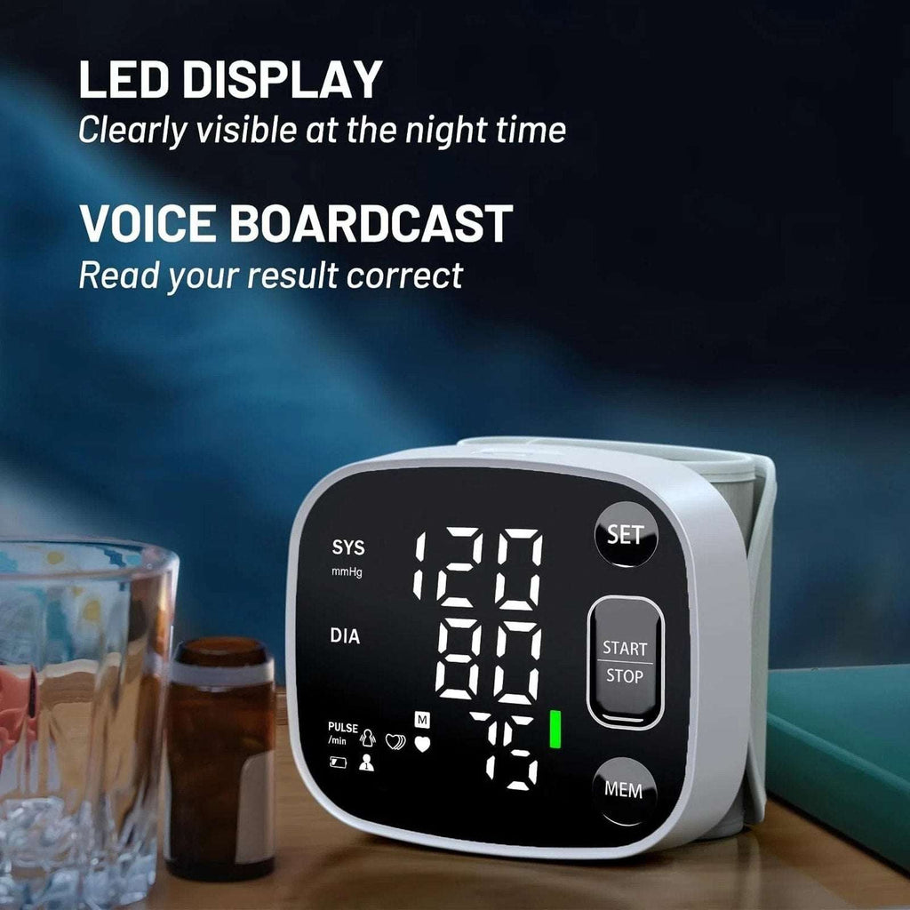 Oklar Automatic Blood Pressure Wrist Monitor for Home Use Rechargeable w/ Voice