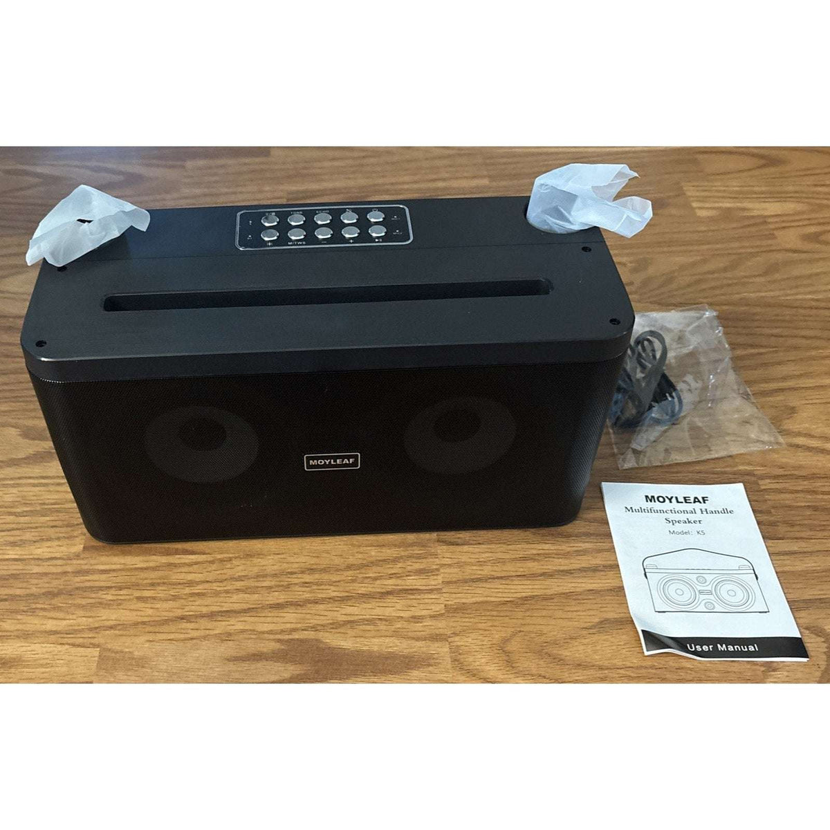 Karaoke Machine, Portable Bluetooth Speaker, PA System w/ 2 Wireless Microphones