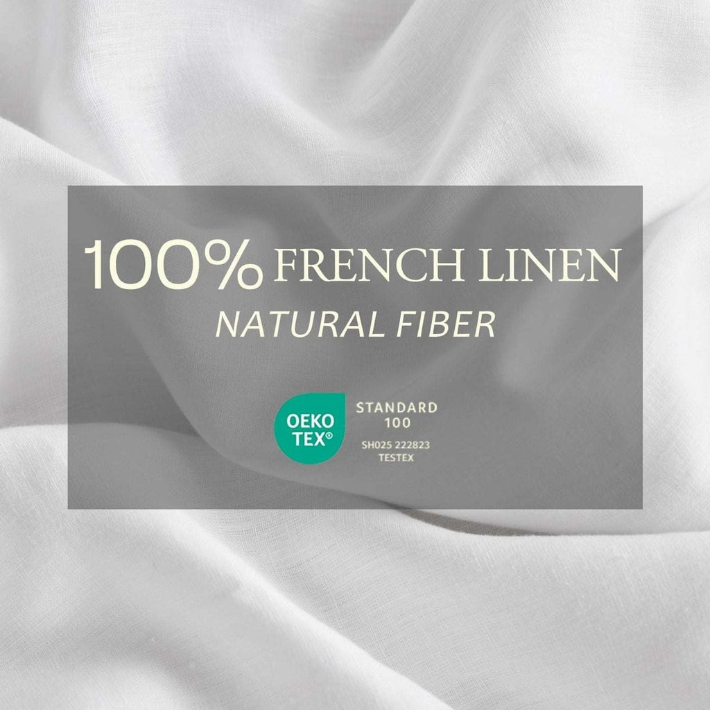 DAPU 100% Natural French Linen Luxury 3PC Duvet Cover Set California King White