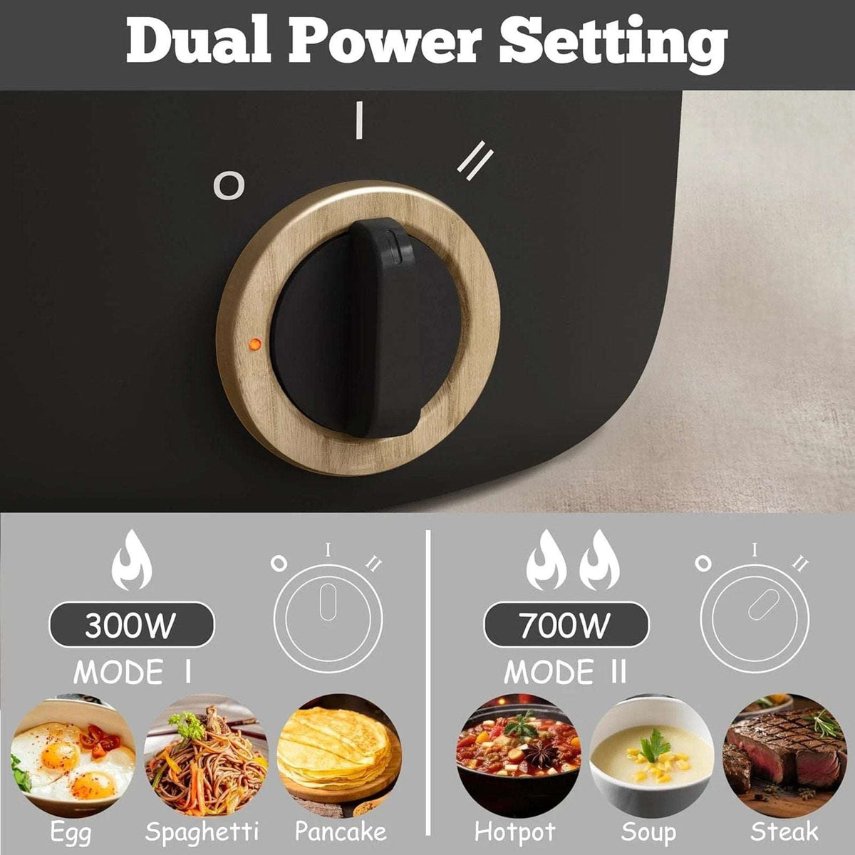 HYTRIC 2.5L 2.6Qt Electric Hot Pot Ramen Cooker Dual Power 300W 700W RV Dorm Blk
