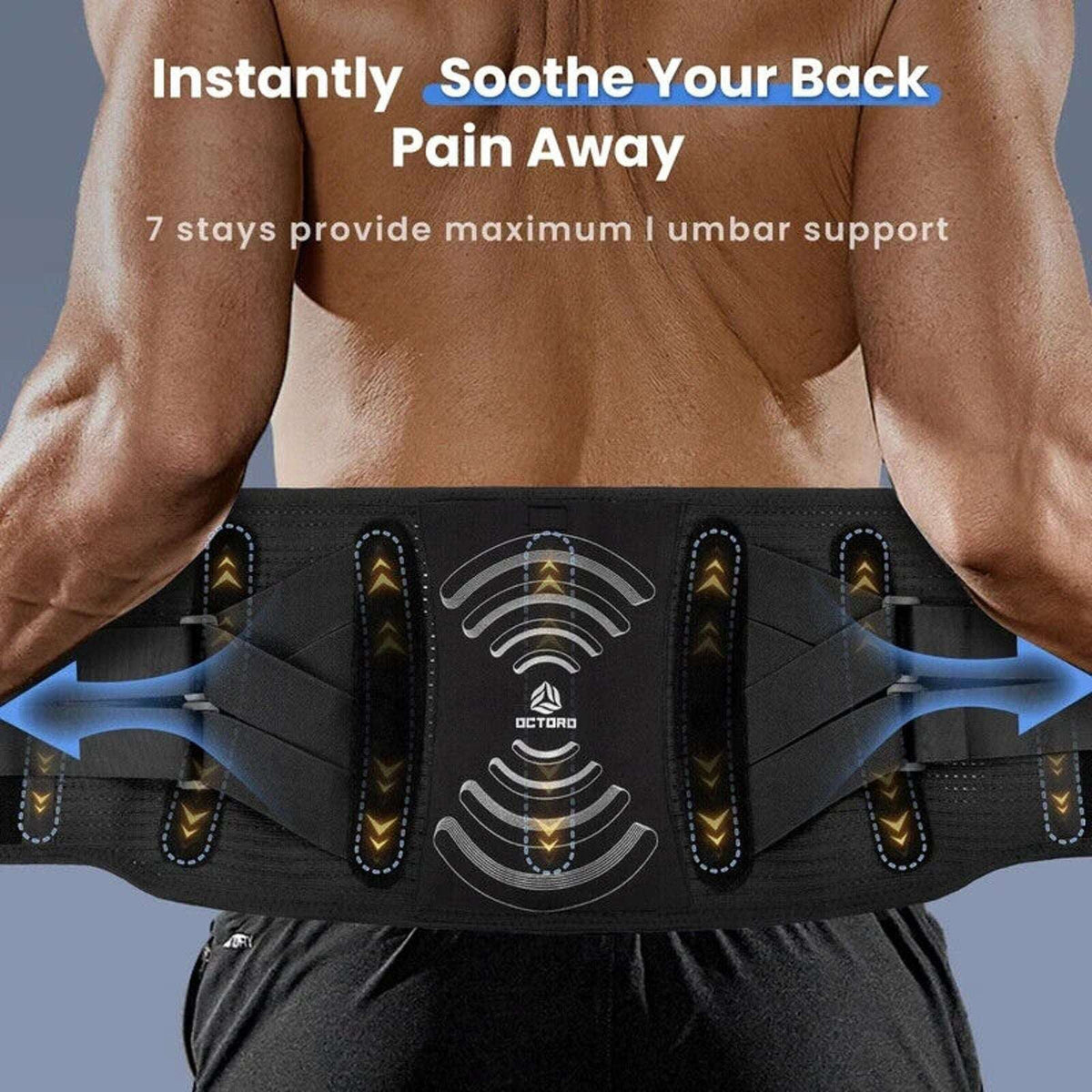 Brace for Lower Back Pain Relief, Lumbar Support w/ Hot & Cold Therapy Pocket