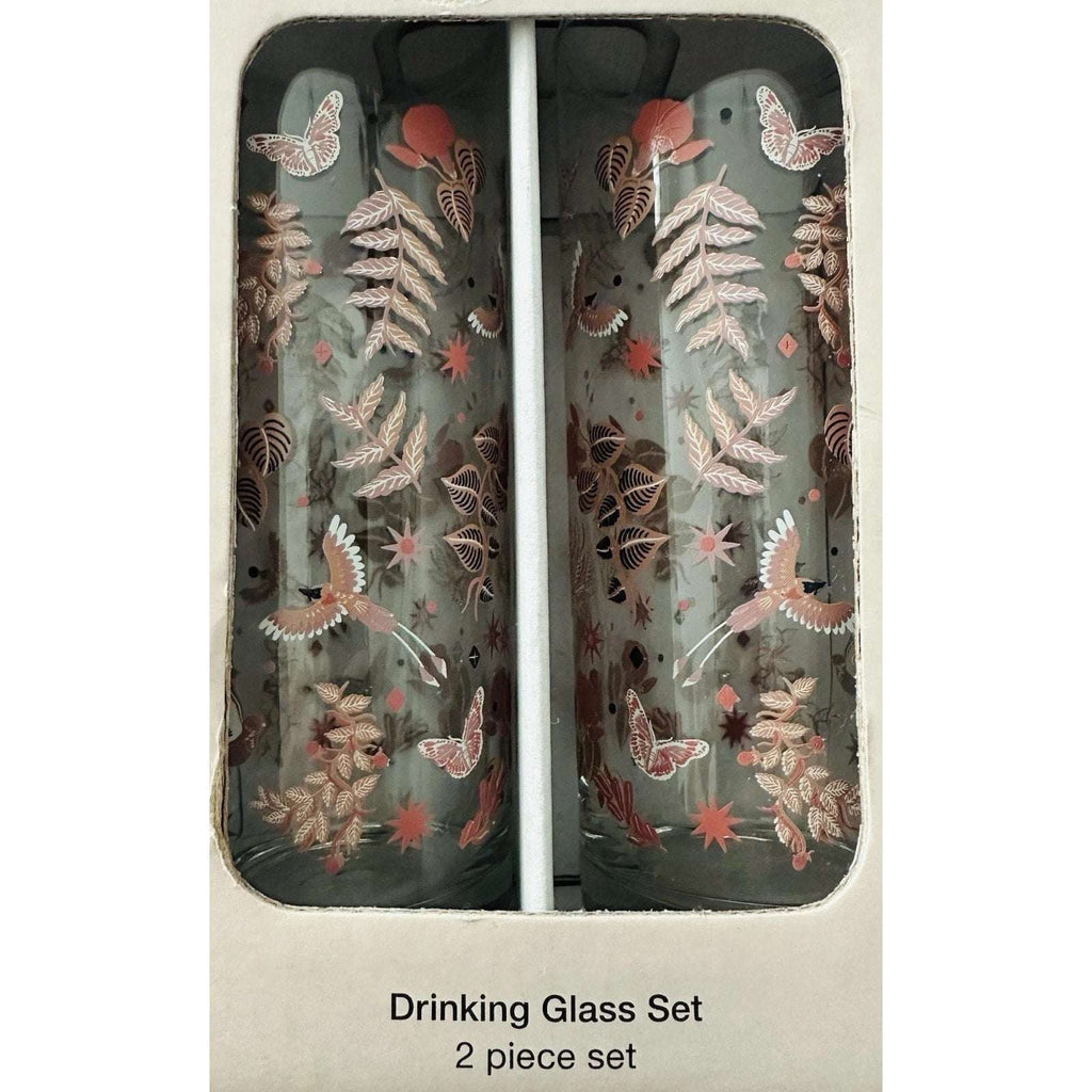 Set of 2 LATINO HERITAGE MONTH DRINKING GLASS Pink Clear FLORAL Drinkware Target