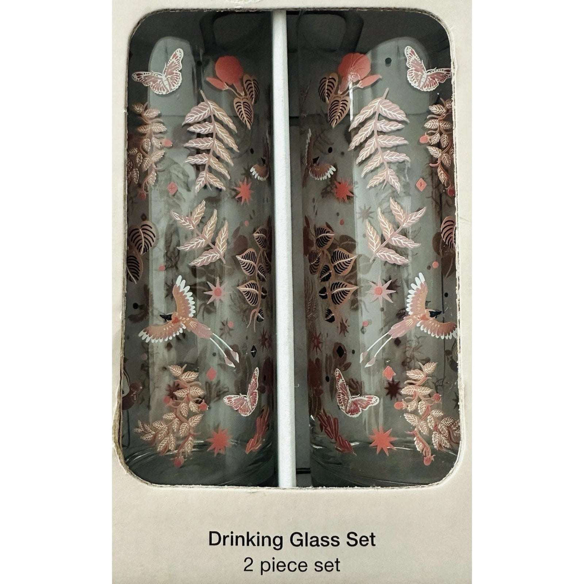 Set of 2 LATINO HERITAGE MONTH DRINKING GLASS Pink Clear FLORAL Drinkware Target