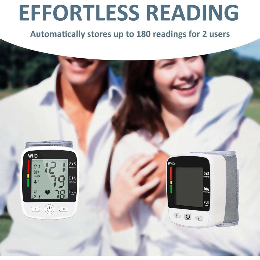 Wrist Blood Pressure Monitor Automatic BP Machine Cuff LED Heart Rate W/ Voice
