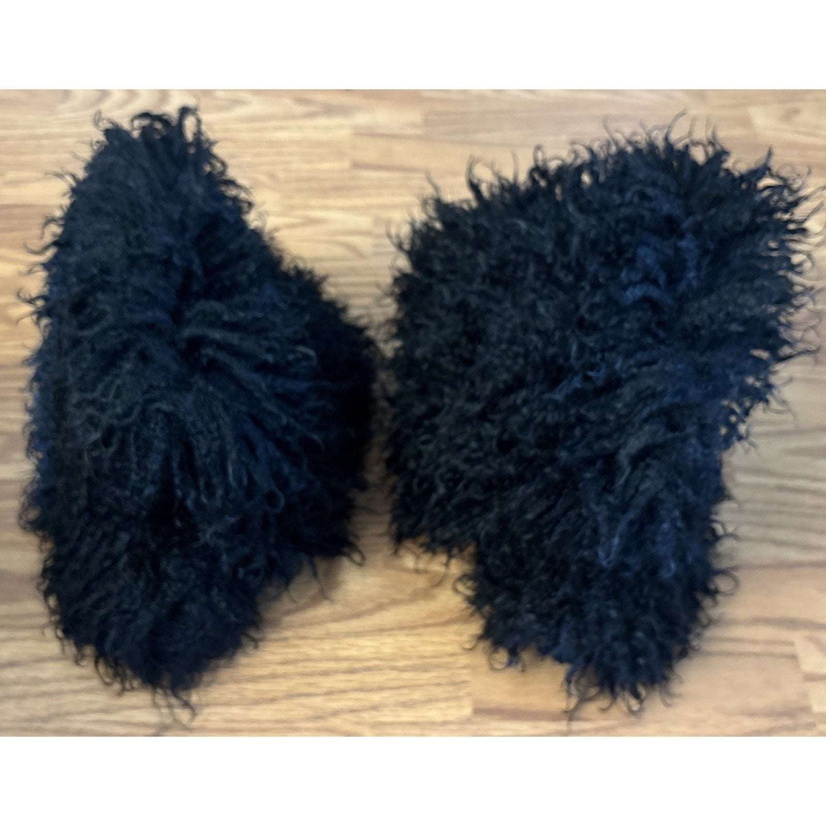 Y2K Rave Shaggy Mongolian Faux Fur Knee High Black Furry Moon Boots Sz 13 Womens