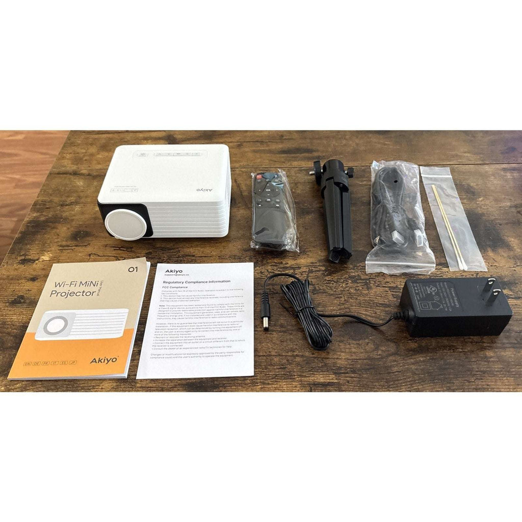 Akiyo WiFi Led Portable Projector w/ Stand & Remote Bundle iOS Android PC PS5