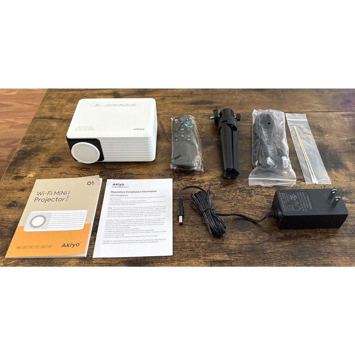 Akiyo WiFi Led Portable Projector w/ Stand & Remote Bundle iOS Android PC PS5