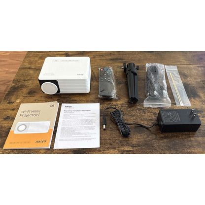 Akiyo WiFi Led Portable Projector w/ Stand & Remote Bundle iOS Android PC PS5