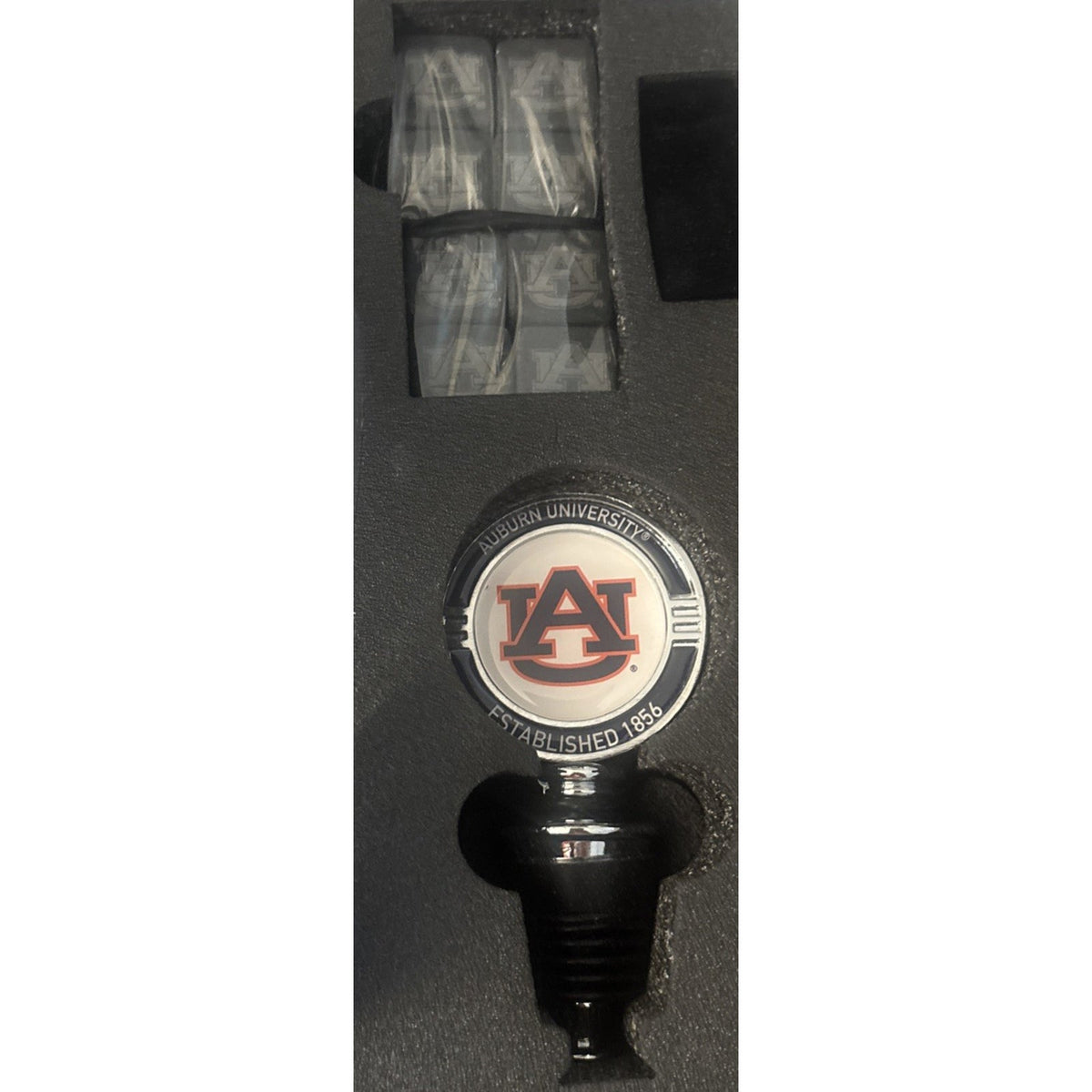 AUBURN TIGERS NCAA 750ml Whiskey Decanter & 2 Glass Set w/ Stones & Leather Case
