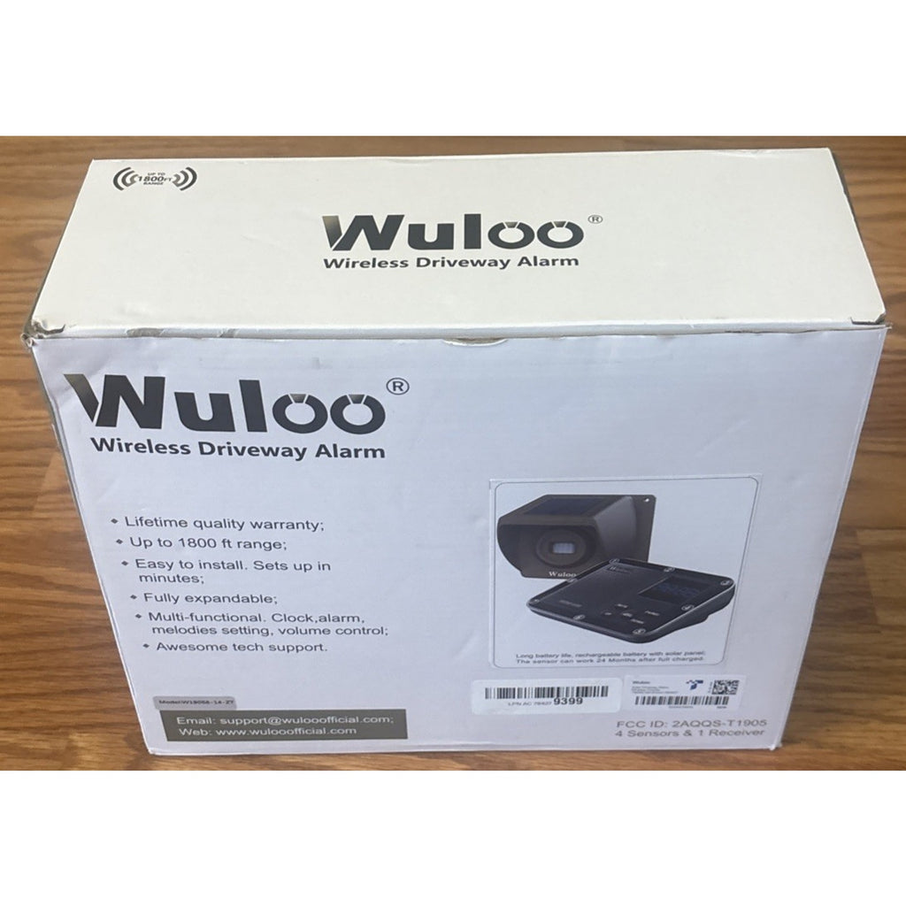 Wuloo 1800ft Solar Driveway Alarm Wireless Weatherproof Motion Sensor 1R/4Sensor
