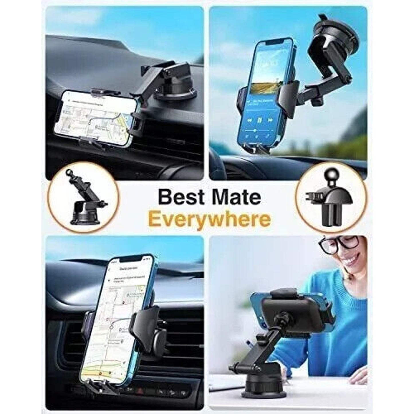 Vanmass 2024 Universal Car Phone Mount Super Suction Cup Dashboard & Vent Combo