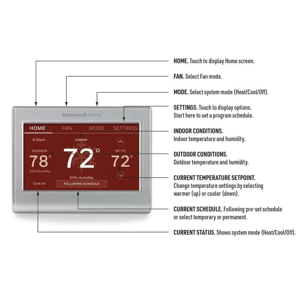 Honeywell Home Wi-Fi Smart Color 7-Day Programmable Thermostat with Touchscreen