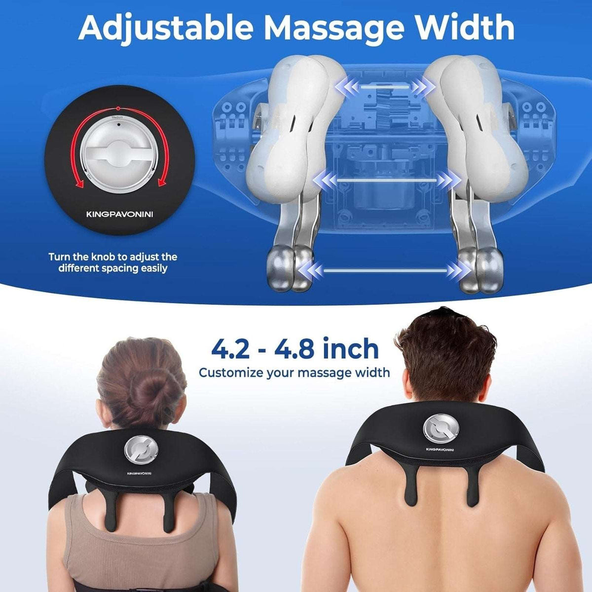 Neck Shoulder Massager Cordless 6D Kneading Shiatsu Deep Tissue Back 5 Heat Zone