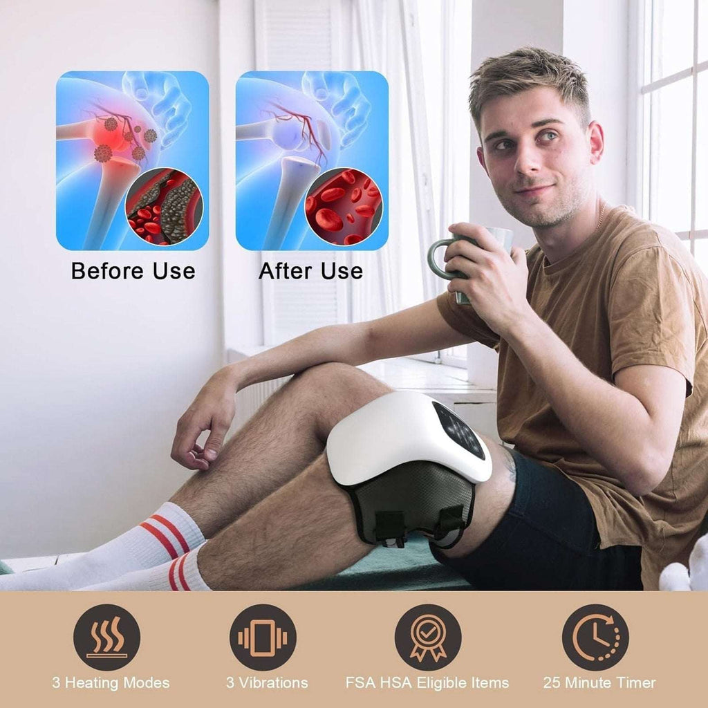 Wireless Smart Knee Vibrating Massager with Heat, Laser & Infrared Light Therapy