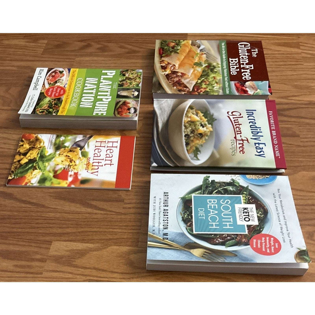 5 Book/Cookbook Lot Diet Gluten-Free Heart Healthy Plant-Based South Beach Keto