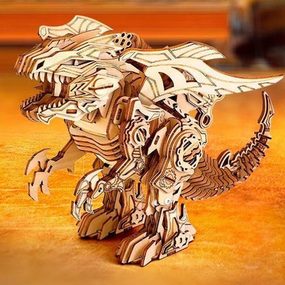 RMOKA 3D DIY Wooden Puzzle Walking Mechanical Roaring Dragon Mechanical Assembly