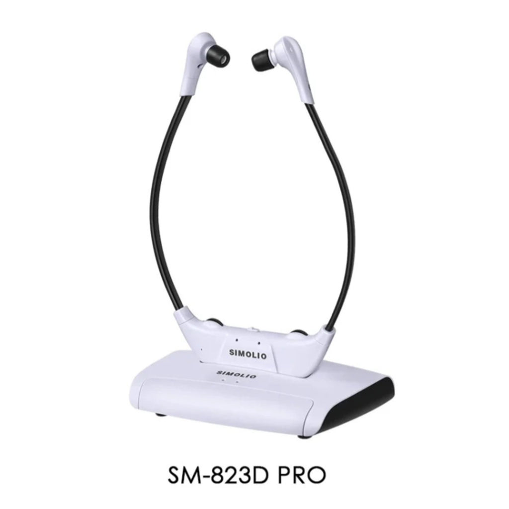 SIMOLIO 2.4GHz Wireless TV Headset for Hearing Impaired SM-823D PRO For Any TV