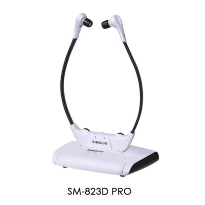 SIMOLIO 2.4GHz Wireless TV Headset for Hearing Impaired SM-823D PRO For Any TV