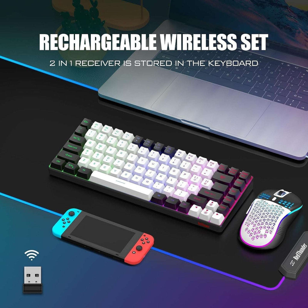 Red Thunder K84 Wireless Gaming Keyboard & Mouse Combo Rainbow Backlight Compact