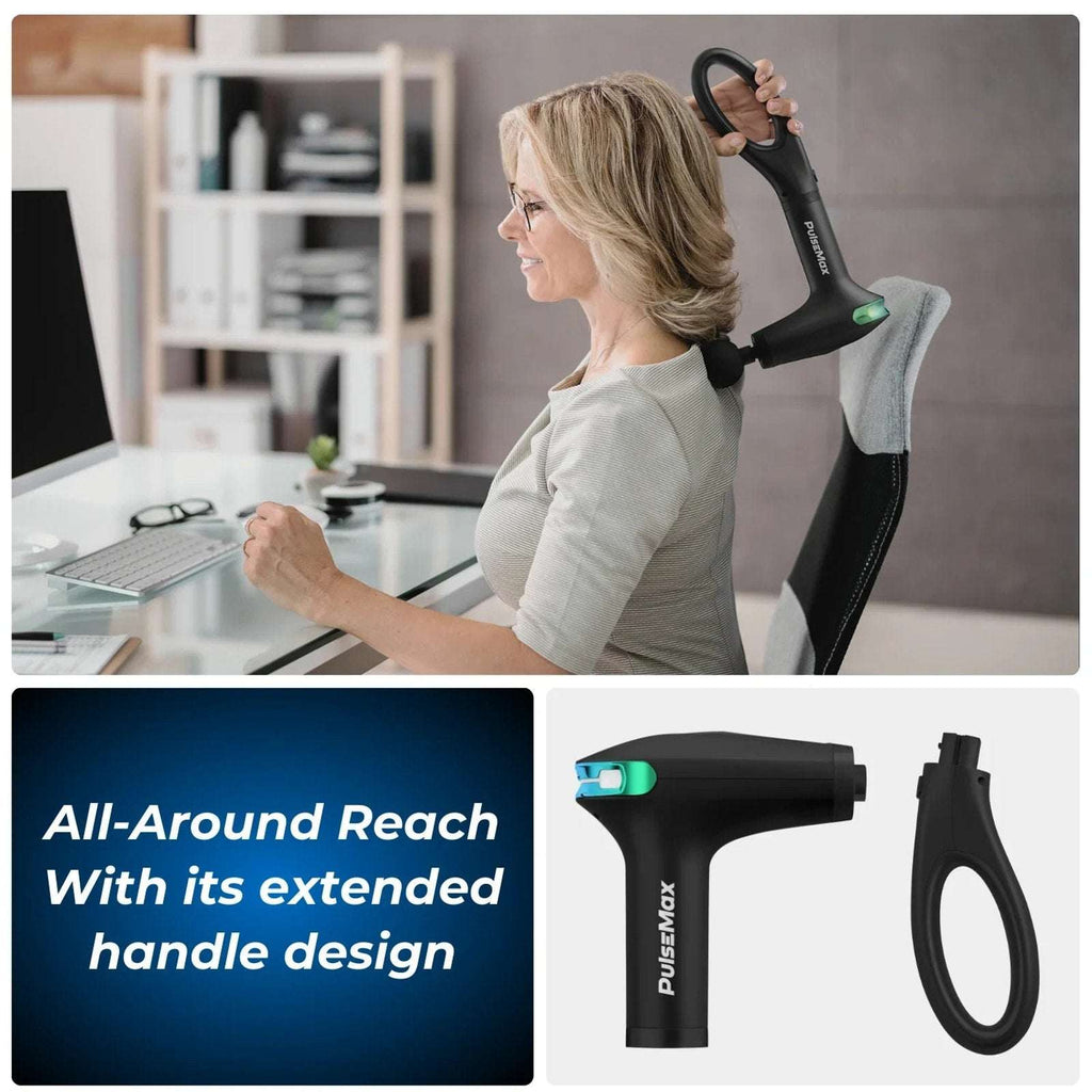 ReATHLETE PulseMax Portable Deep Tissue Massage Gun Extended Reach 8Gears/4Heads