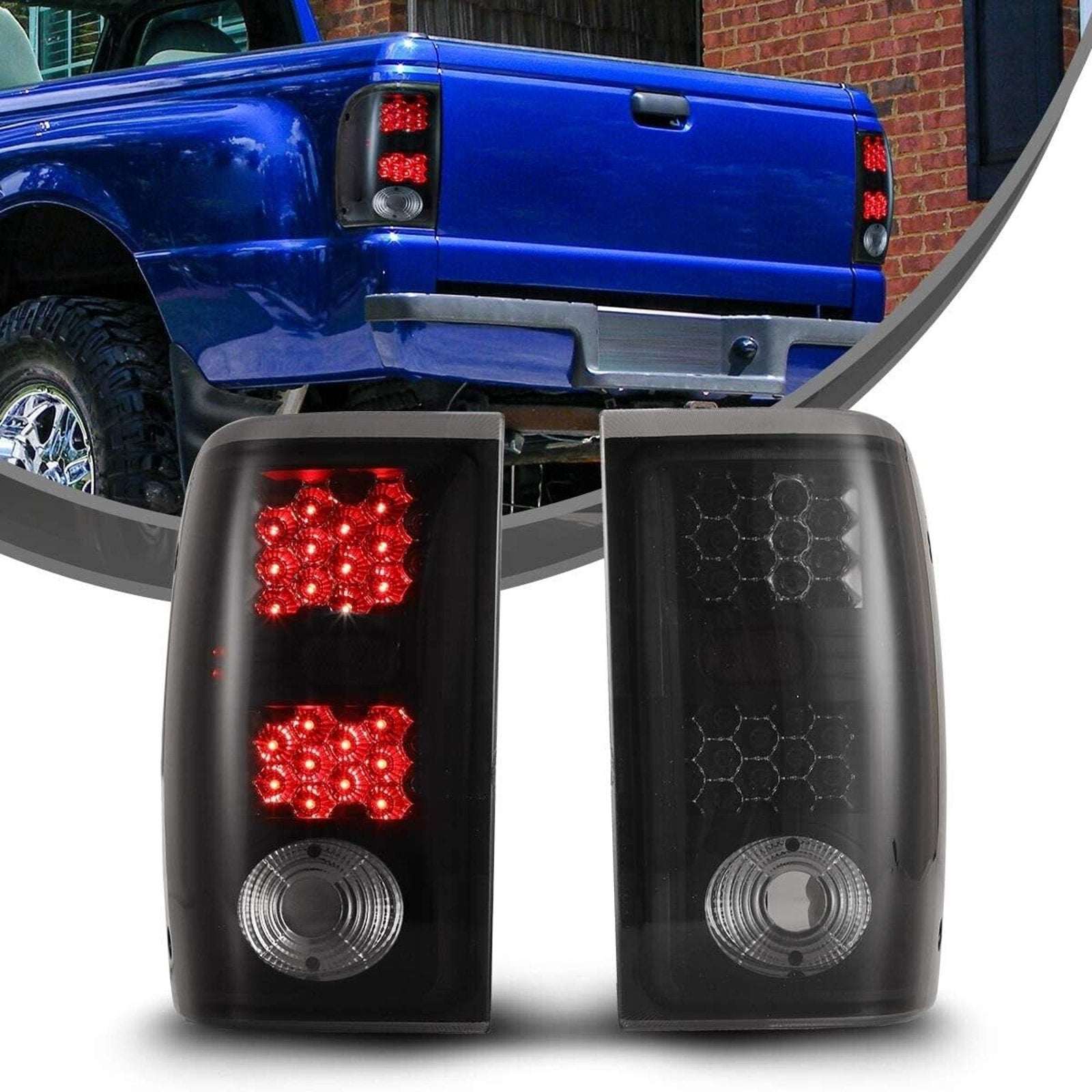 Winjet LED Tail Lights - Black / Smoke for 2001-2005 Ford Ranger - CTWJ-0146-BS
