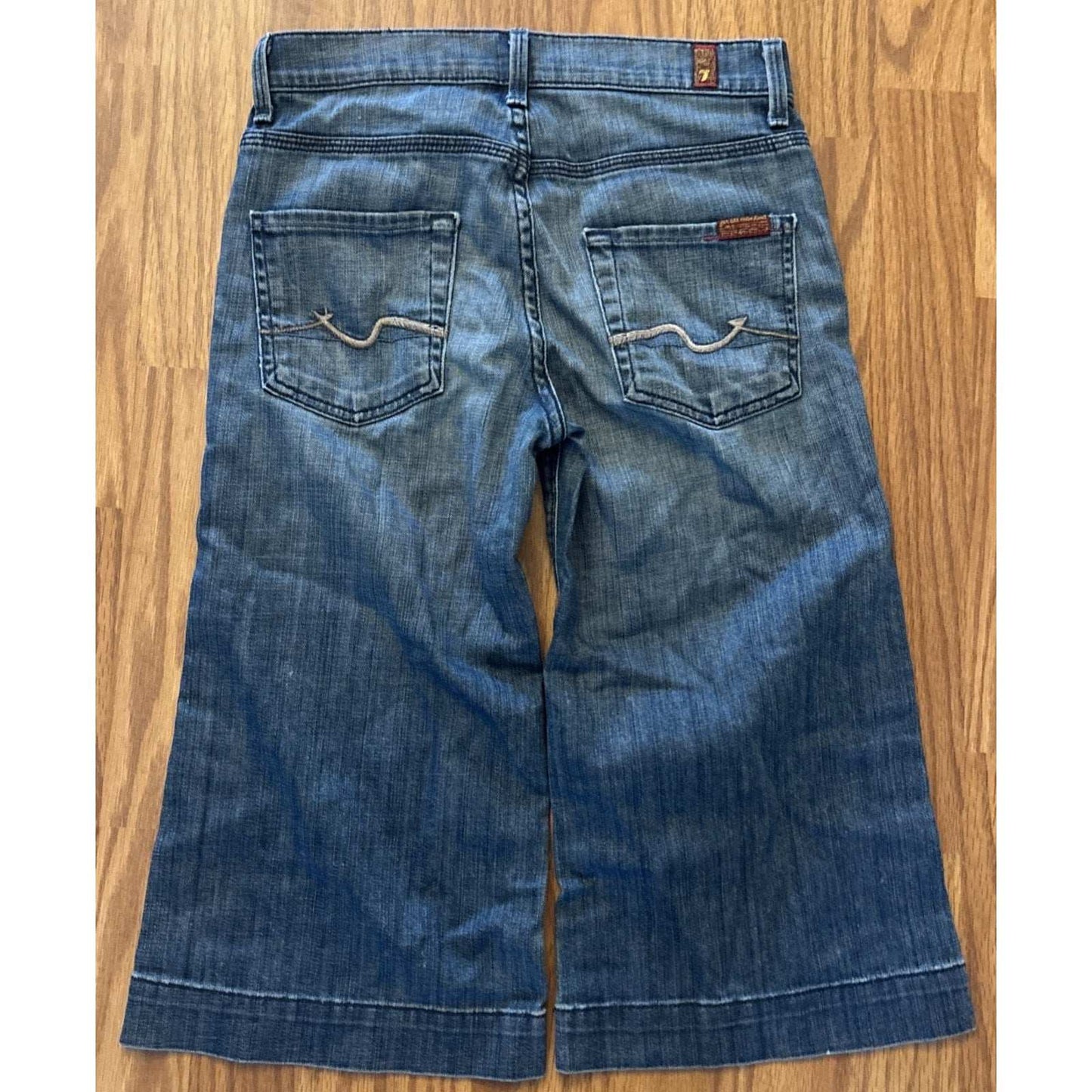 7 FOR ALL MANKIND Ginger Wide Leg Denim Medium Blue Jean Capris Size 25