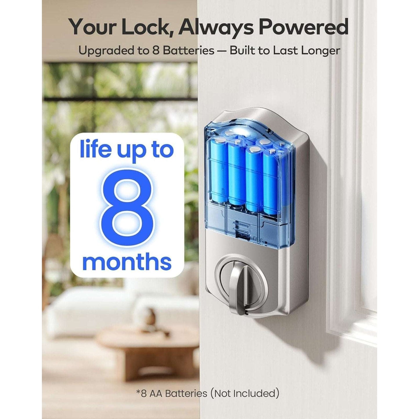 TEEHO Built-in WiFi Smart Lock TE012W Fingerprint Door Lock w App Control Remote
