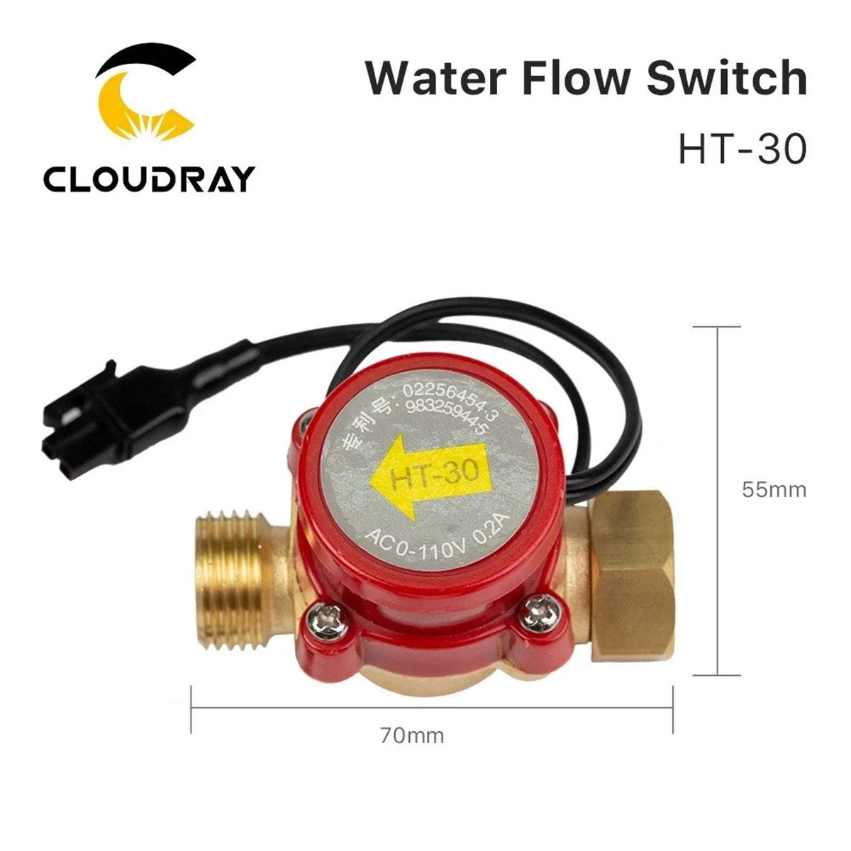 Water Flow Sensor Switch HT-30 AC 0-110V 0.2A 10MM G3/4 "-3/4" Thread for CO2 La