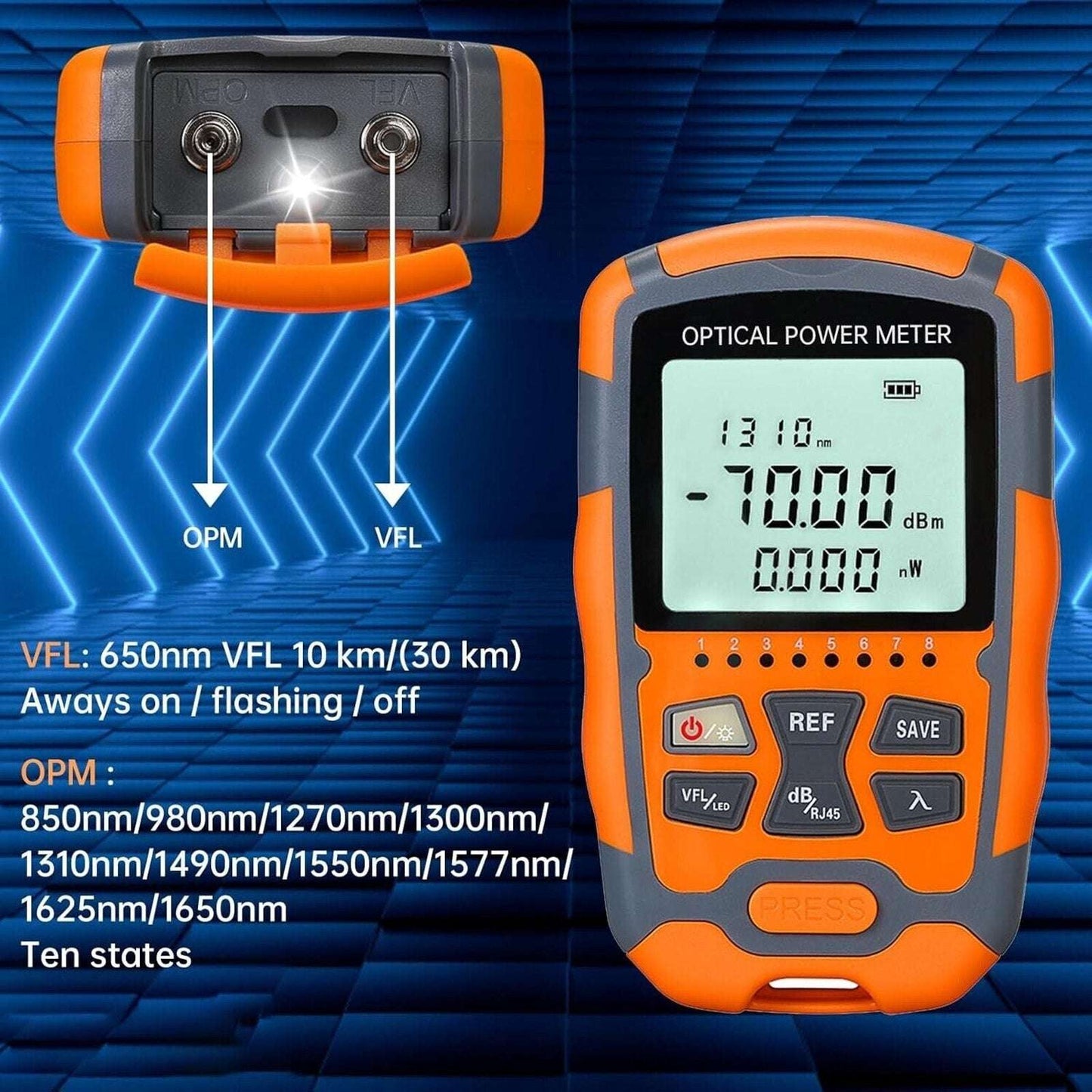 2-Pack Duogalia A-M70 Optical Power Meter Multi-functional Fiber Cable Tester