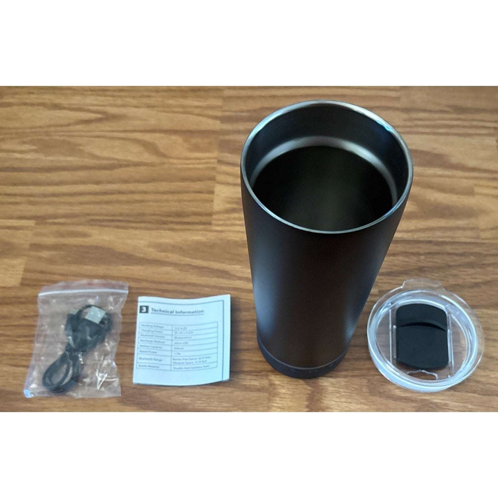 Stainless Steel Tumbler Bluetooth Speaker RGB Lights Rechargeable Travel Cup/Lid