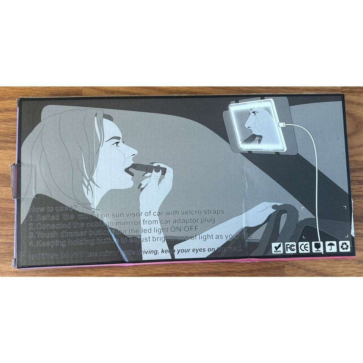 Car Sun Visor Vanity Mirror, Big Led Car Mirror w/ 3 Light Modes, 80 LEDs, Recha