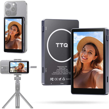 TTQ Vlog Screen Selfie Video Monitor TF39 Magnetic Remote Control NewOB No USB-C