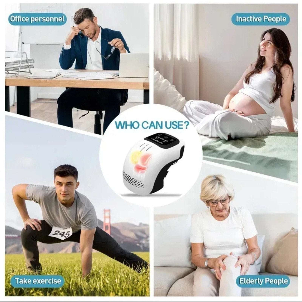Cordless Knee Massager w/ Heated Vibration Massage & Infrared and Laser Therapy