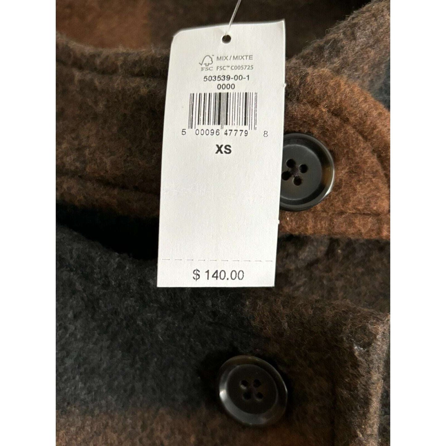 Banana Republic Womens Cinnamon & Spice Buffalo Plaid Jacket Coat Size XS NEW