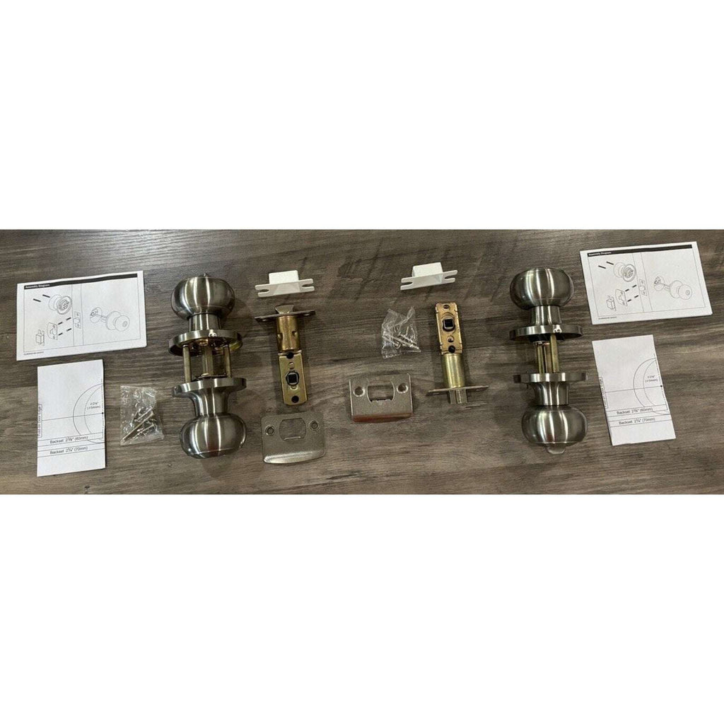 Probrico 2 Sets Ball Knobs Privacy Door Lock Knobs Satin Nickel Finish DL609SNBK