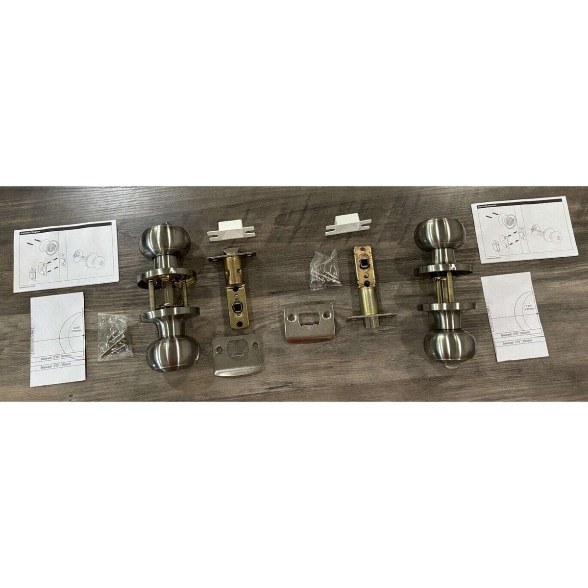 Probrico 2 Sets Ball Knobs Privacy Door Lock Knobs Satin Nickel Finish DL609SNBK