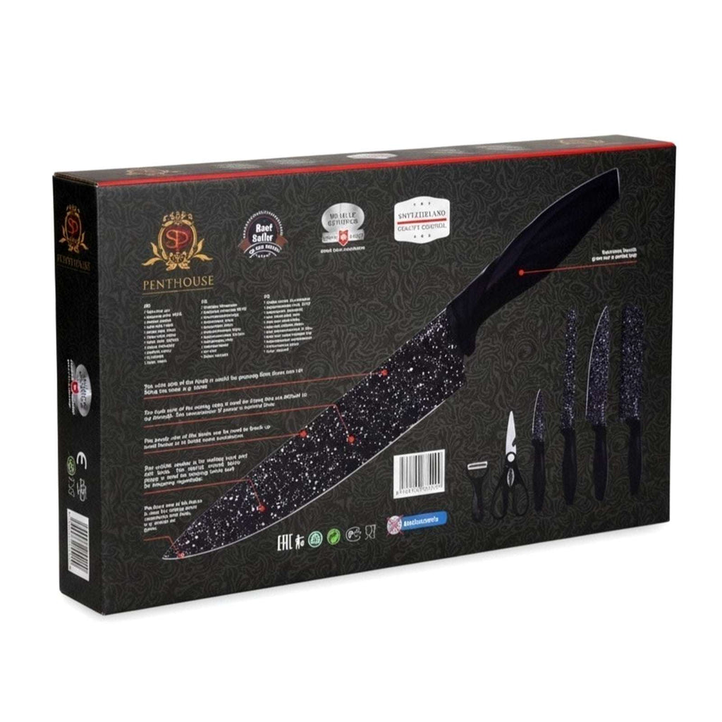 Swiss Culinary Knife Set Penthouse KF-10 Marble Coated Antibacterial 6 Piece Set