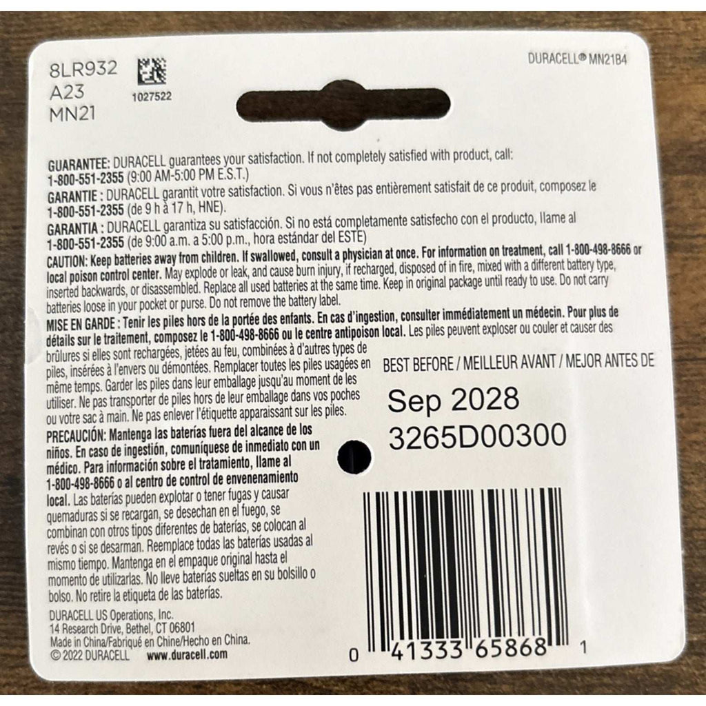 5 Packs Of 4 Duracell 12V A23 21/23 MN21 MN23 23AE 23A 23GA Security Batteries