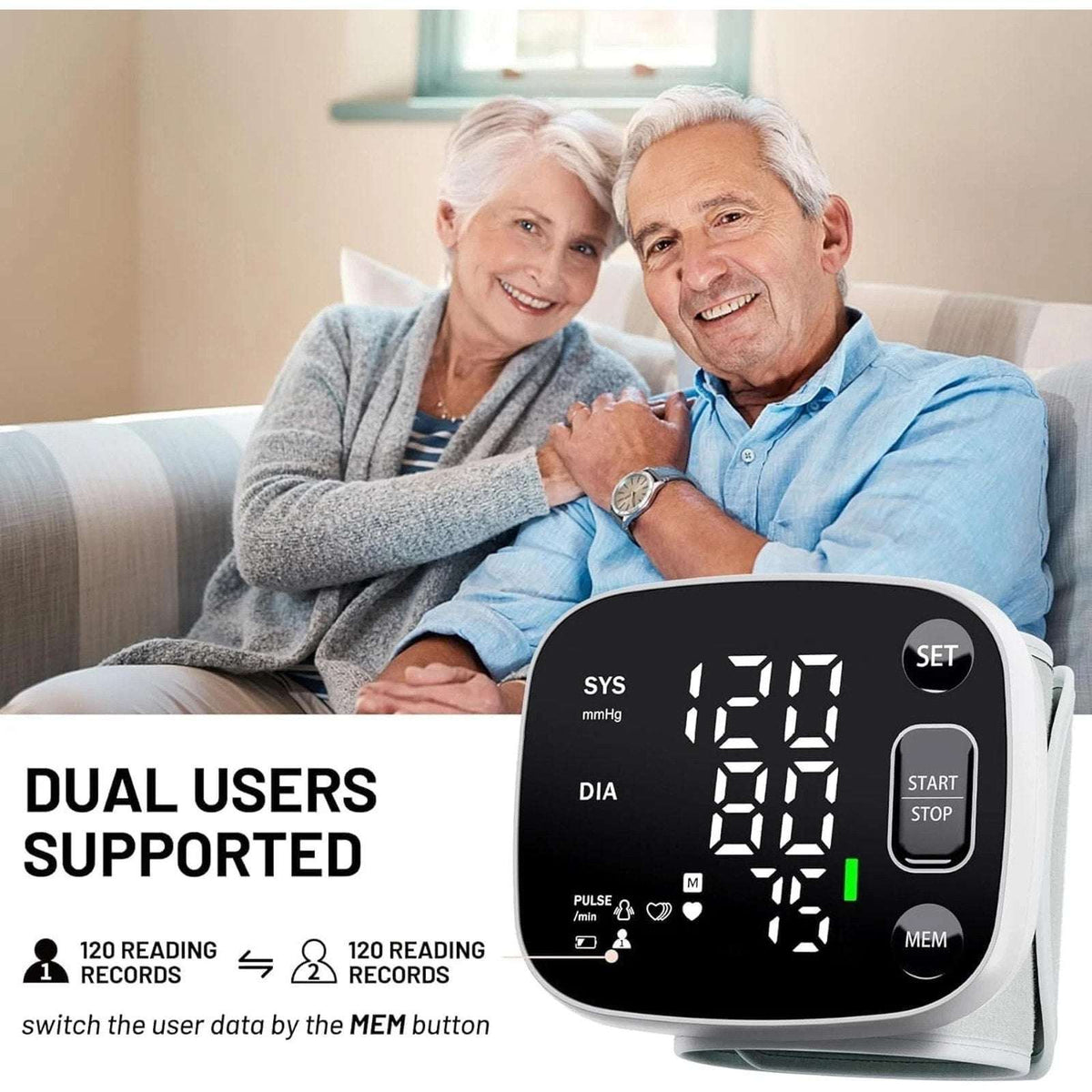 Oklar Automatic Blood Pressure Wrist Monitor for Home Use Rechargeable w/ Voice