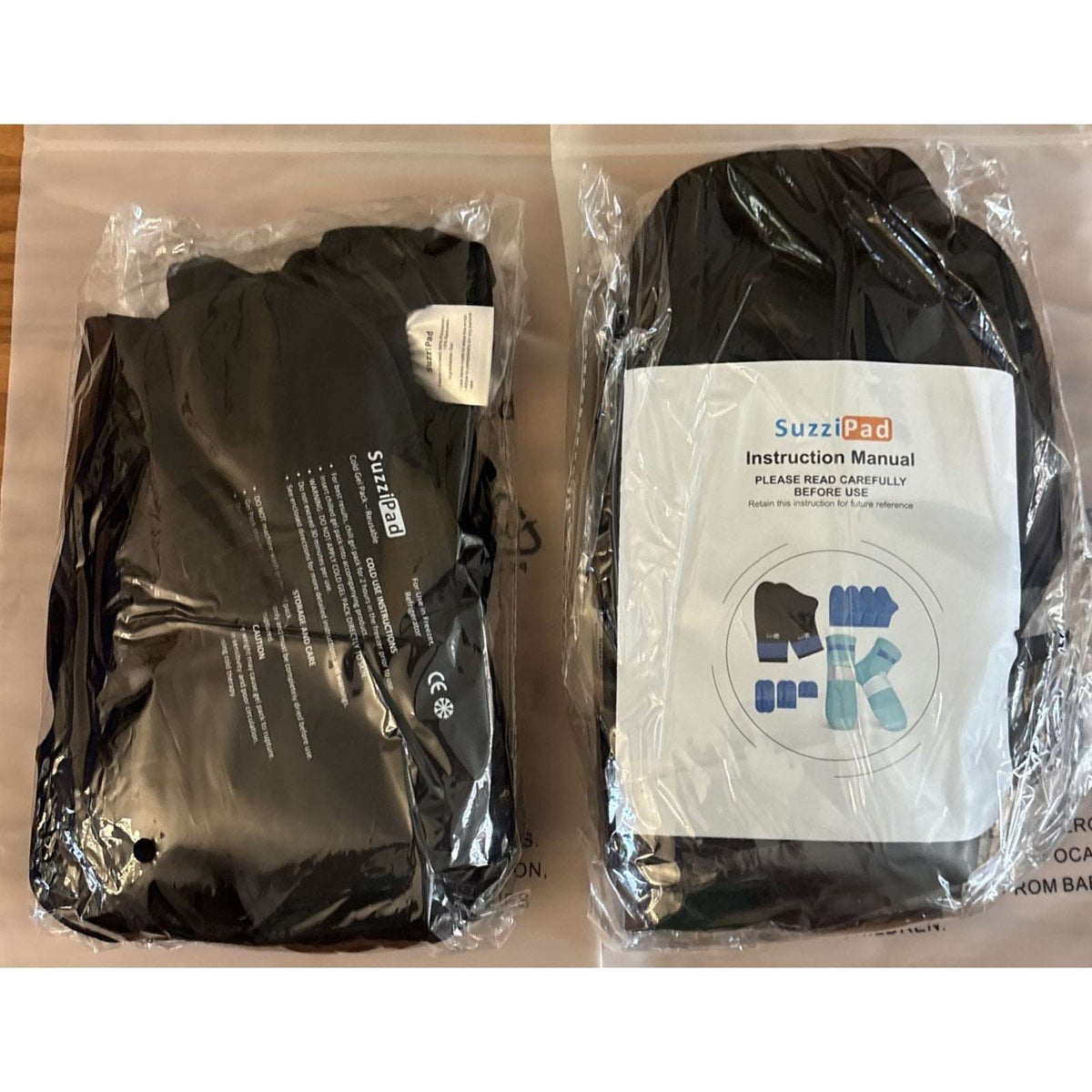 SuzziPad Chemo Cold Therapy Socks & Gloves Gel Ice Pack Set Arthritis Black S/M