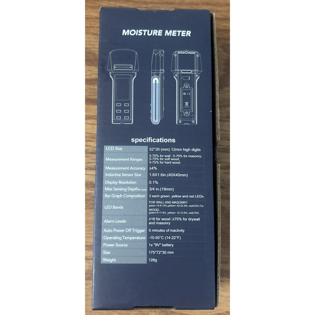 Pinless Wood Moisture Meter – Drywall, Mold & Lumber Moisture Detector with LCD