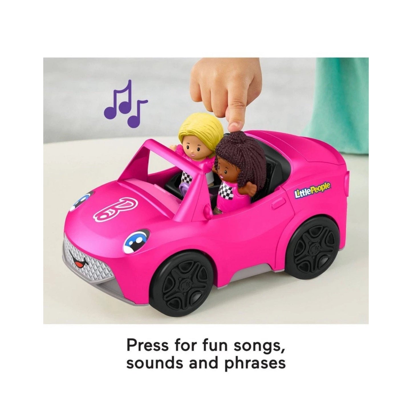 Fisher Price Little People BARBIE Convertible Car with Sounds + 3 Figures NEW