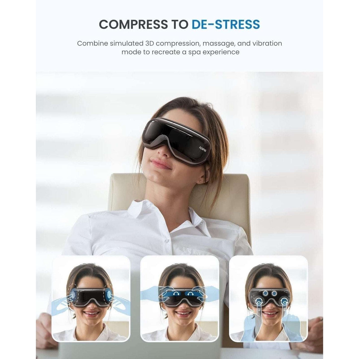 RENPHO EYERIS 1V Eye Massager – Voice Control, Heat, Compression & Vibration