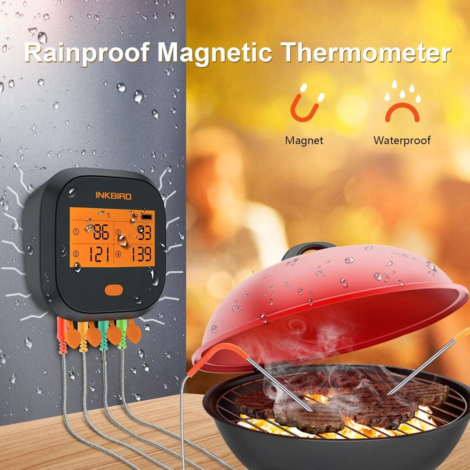 Inkbird Remote Wifi Food Thermometer IBBQ-4T BBQ Meat Cooking Kitchen Grill Tool