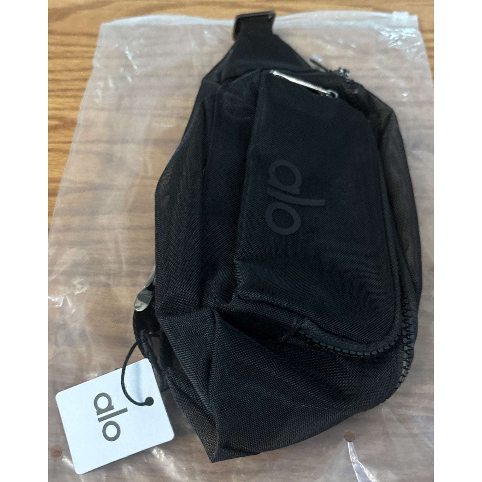 Alo Yoga Black Sheer Mesh Fanny Pack Belt Bag Crossbody
